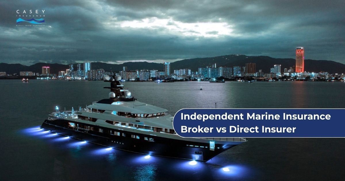 Luxury yacht at sea – marine insurance broker vs direct insurer comparison