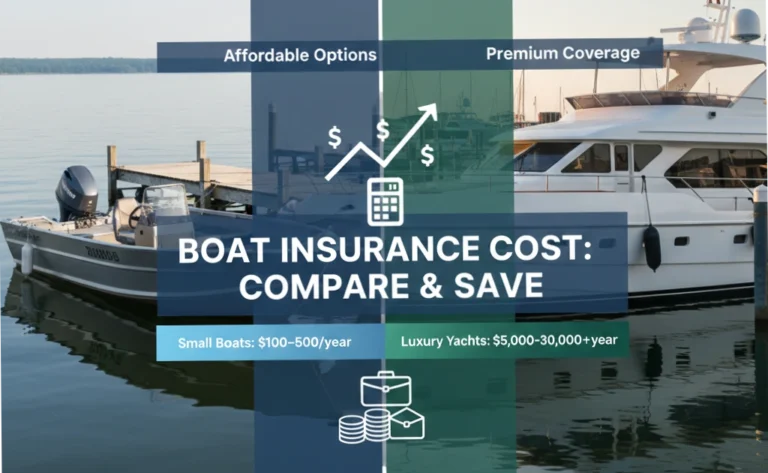 A layered composition showing different marine insurance from boats to luxury yacht
