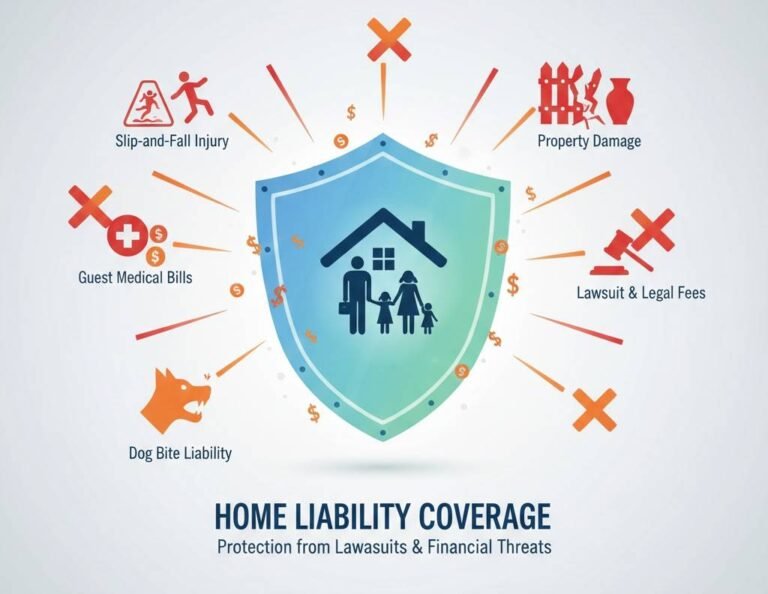 Home liability insurance coverage protecting homeowners from lawsuits, injuries, and property damage claims with Coverage E protection