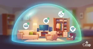 Personal property coverage protecting home belongings including furniture, electronics, clothing, and valuables with Coverage C insurance